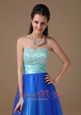 Apple Green and Royal Blue Beading Dress for Prom