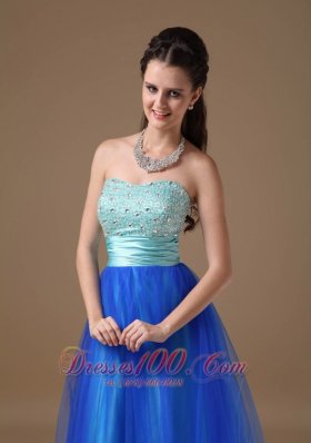 Apple Green and Royal Blue Beading Dress for Prom