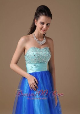 Apple Green and Royal Blue Beading Dress for Prom