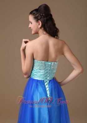 Apple Green and Royal Blue Beading Dress for Prom