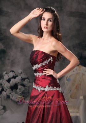 Sweet Burgundy Prom Evening Dress Appliques