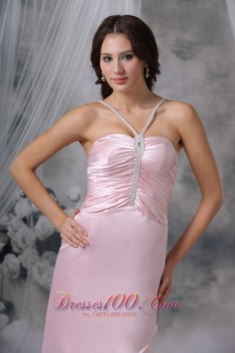 Simple Sheath Straps High-low Beading Prom Dress