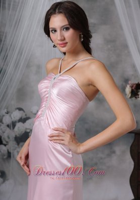 Simple Sheath Straps High-low Beading Prom Dress