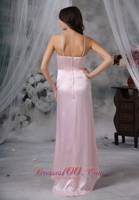 Simple Sheath Straps High-low Beading Prom Dress