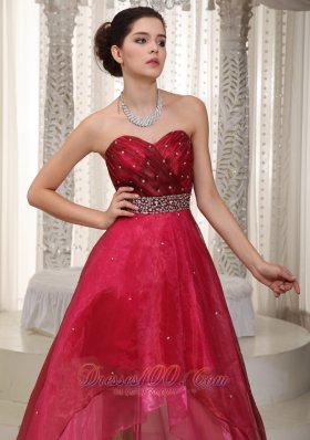 Pink and Wine Red Prom Dress High-low Beading