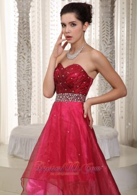 Pink and Wine Red Prom Dress High-low Beading