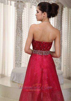 Pink and Wine Red Prom Dress High-low Beading