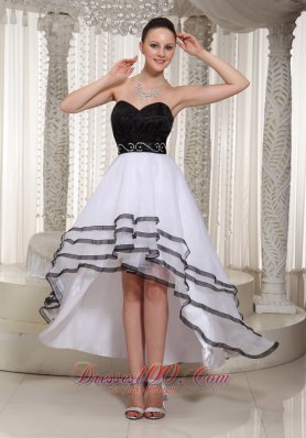 Black and White High-low Homecoming Dress Belt