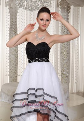 Black and White High-low Homecoming Dress Belt