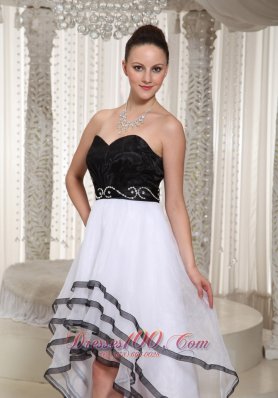 Black and White High-low Homecoming Dress Belt