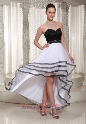 Black and White High-low Homecoming Dress Belt