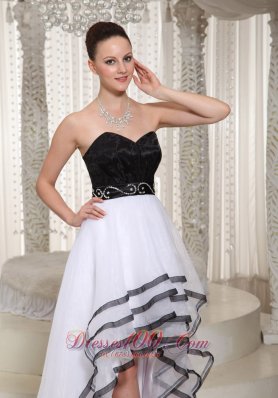 Black and White High-low Homecoming Dress Belt