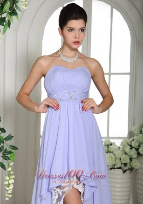 Customize Prom Dress Lilac Chiffon Beaded High-low