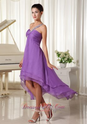 One Shoulder For 2013 High-low Prom Dress Beads