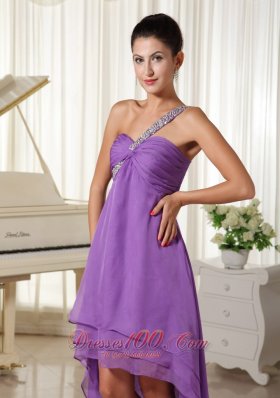 One Shoulder For 2013 High-low Prom Dress Beads