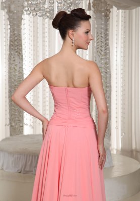 High-low Prom Dress in Watermelon Chiffon Beaded