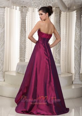 A-line Fuchsia Asymmetrical Prom Dress Sequins Over