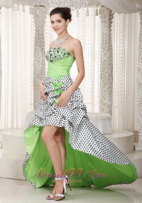 Spring Green A-line Hi-lo Beading Prom Homecoming Dress
