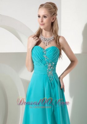 Sweet Aqua High-lo Sweetheart Prom Dress Crystal