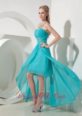 Sweet Aqua High-lo Sweetheart Prom Dress Crystal