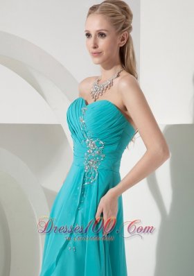 Sweet Aqua High-lo Sweetheart Prom Dress Crystal