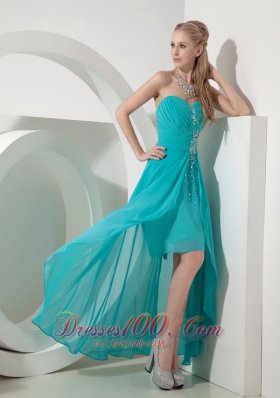 Sweet Aqua High-lo Sweetheart Prom Dress Crystal