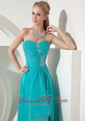 Sweet Aqua High-lo Sweetheart Prom Dress Crystal