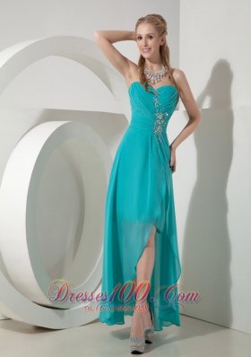 Sweet Aqua High-lo Sweetheart Prom Dress Crystal