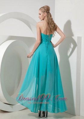 Sweet Aqua High-lo Sweetheart Prom Dress Crystal