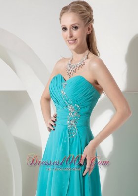 Sweet Aqua High-lo Sweetheart Prom Dress Crystal