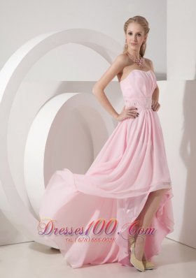 Baby Pink 2013 Cocktail Holiday Dress Chiffon Beading High-low