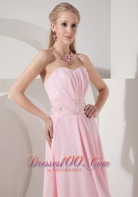 Baby Pink 2013 Cocktail Holiday Dress Chiffon Beading High-low