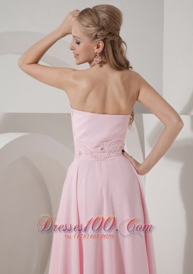Baby Pink 2013 Cocktail Holiday Dress Chiffon Beading High-low