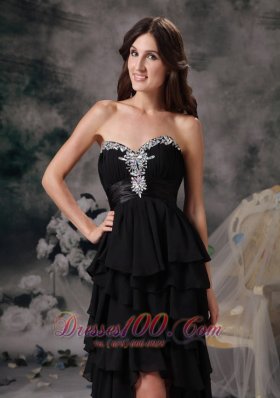 Little Black Dress For Prom Hi-lo Chiffon Tiered