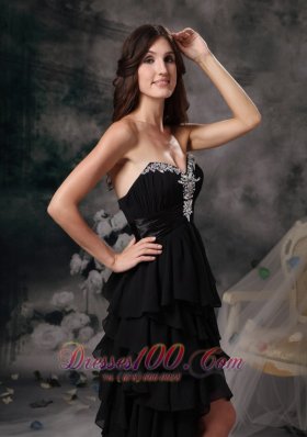 Little Black Dress For Prom Hi-lo Chiffon Tiered