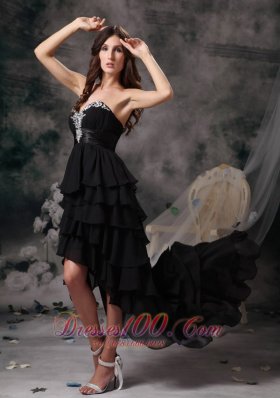 Little Black Dress For Prom Hi-lo Chiffon Tiered