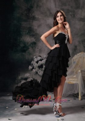 Little Black Dress For Prom Hi-lo Chiffon Tiered