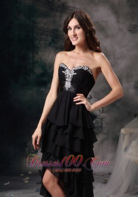 Little Black Dress For Prom Hi-lo Chiffon Tiered