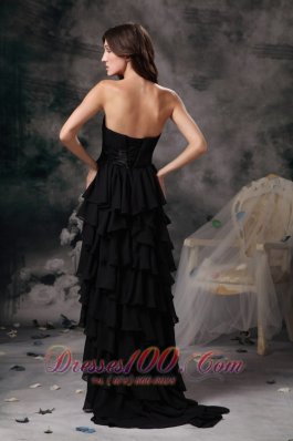 Little Black Dress For Prom Hi-lo Chiffon Tiered