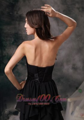 Little Black Dress For Prom Hi-lo Chiffon Tiered