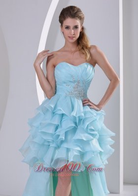 High-low Homecoming Dress For Prom Beading Ruffles