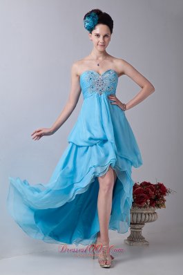 Baby Blue Tiered Prom Homecoming Dress High-low