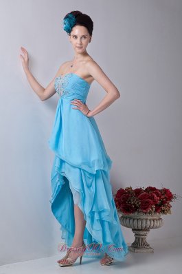 Baby Blue Tiered Prom Homecoming Dress High-low