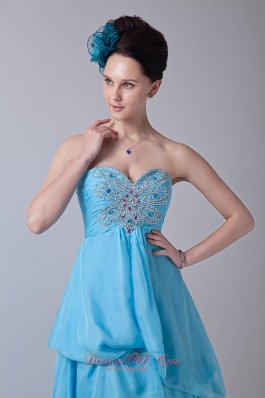 Baby Blue Tiered Prom Homecoming Dress High-low