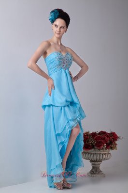 Baby Blue Tiered Prom Homecoming Dress High-low