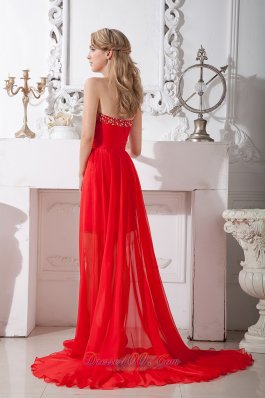 Homecoming Dress Beading High-low Chiffon For Club