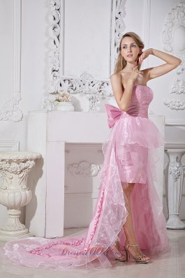 High-low Beading Homecoming Holiday Dress For Prom Organza