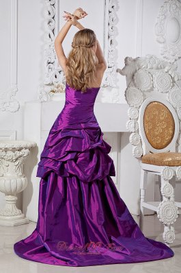 Purple Hand Made and Beading Prom Dress High-lo