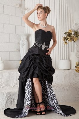 A-line Hi-low Prom Dress For Nightclub Zebra Beading