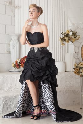 A-line Hi-low Prom Dress For Nightclub Zebra Beading